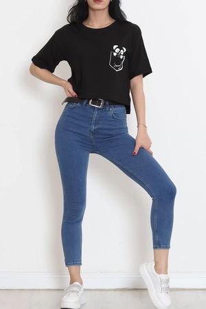 Printed Crop T-shirt Black - 16487.1567.