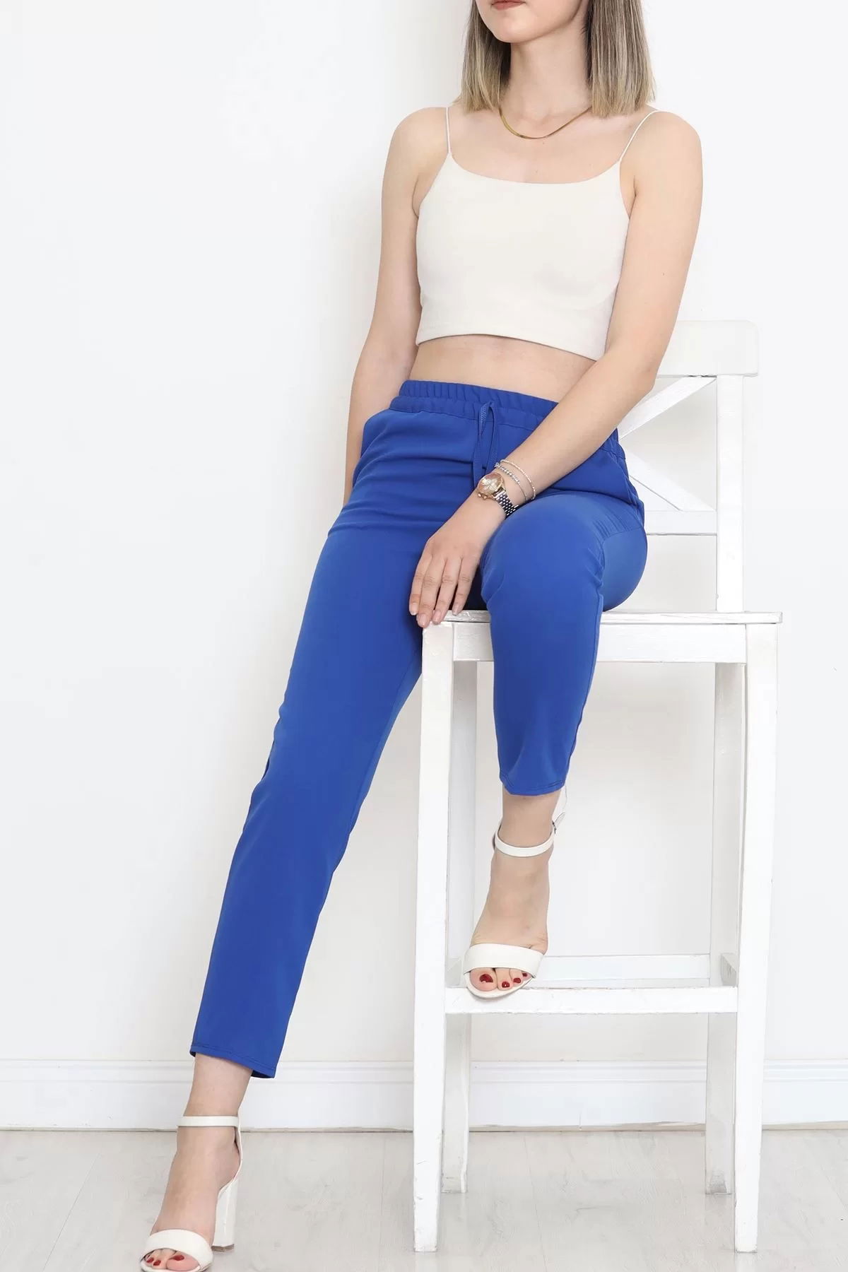 Crepe Lace-up Detailed Pants Saks - 152429.1778.