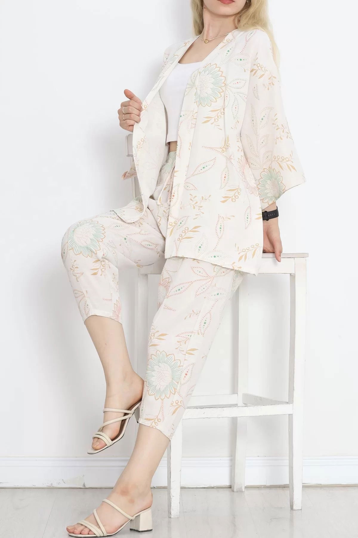 Kimono Set Beige Patterned - 152342.701.