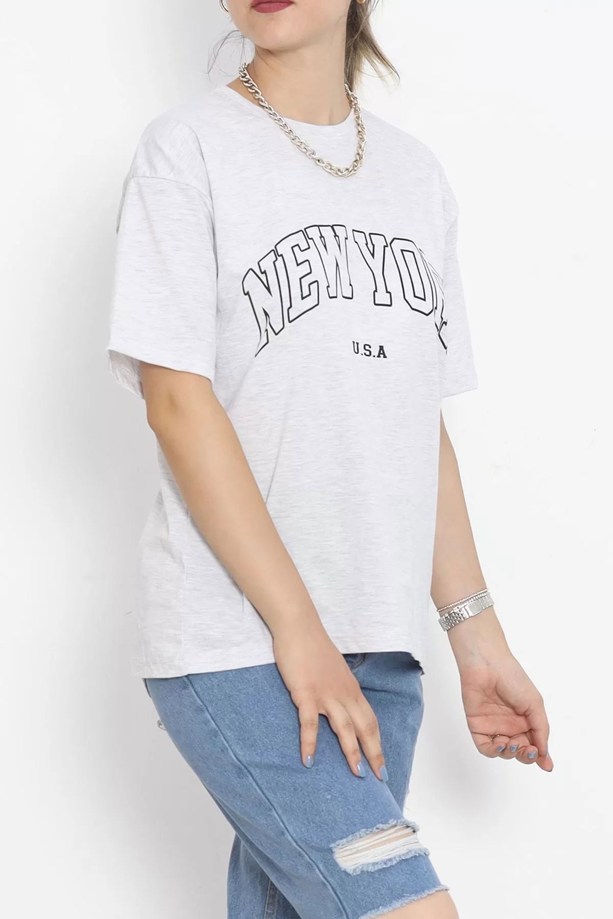 Printed Crew Neck T-Shirt Gray - 16523.1567.