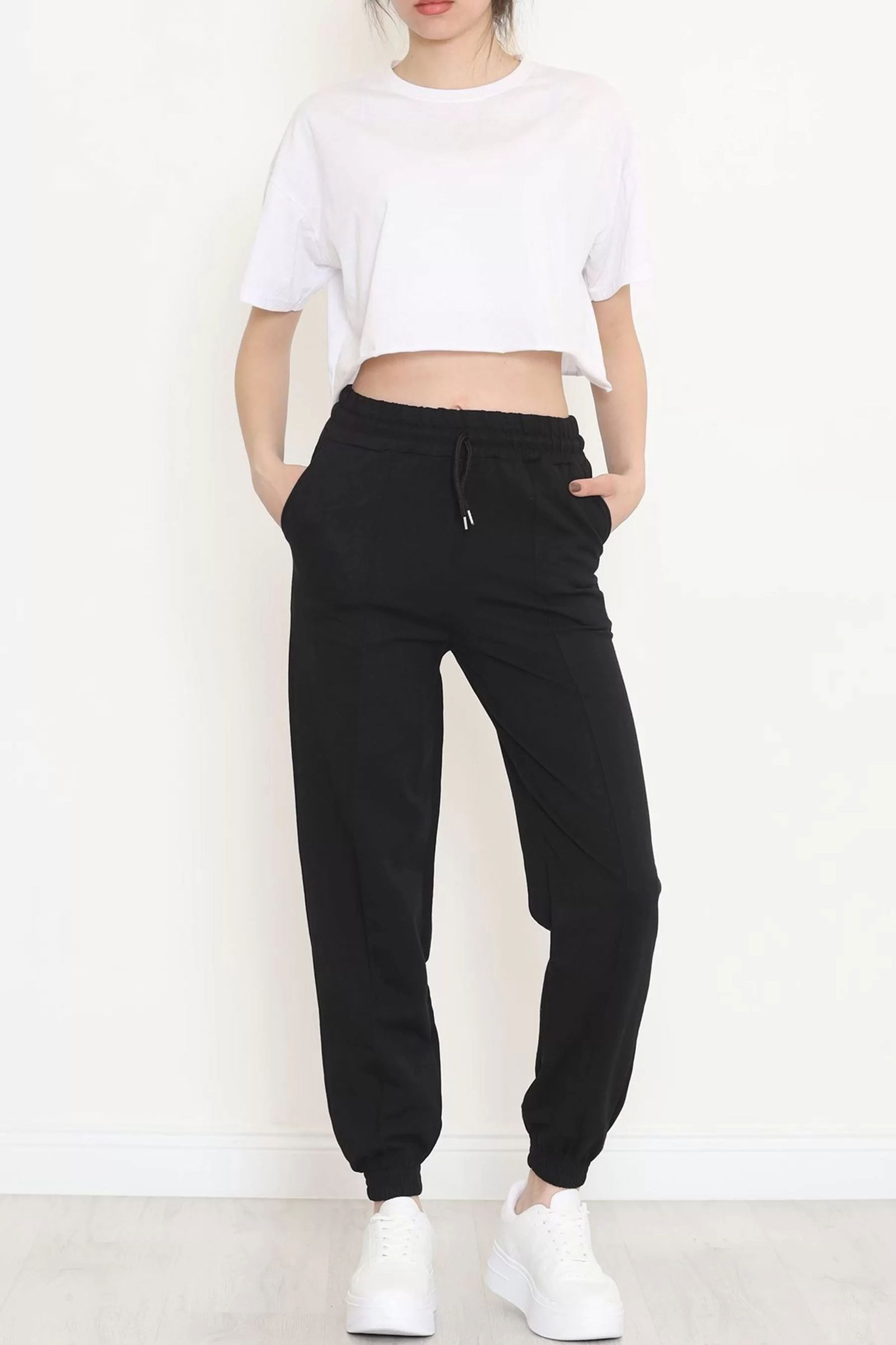 Crotch Elasticized Sweatpants Black - 15002.1778.