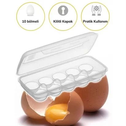 Tufeyo 10 Compartment Egg Storage Box with Locking Lid Yu110