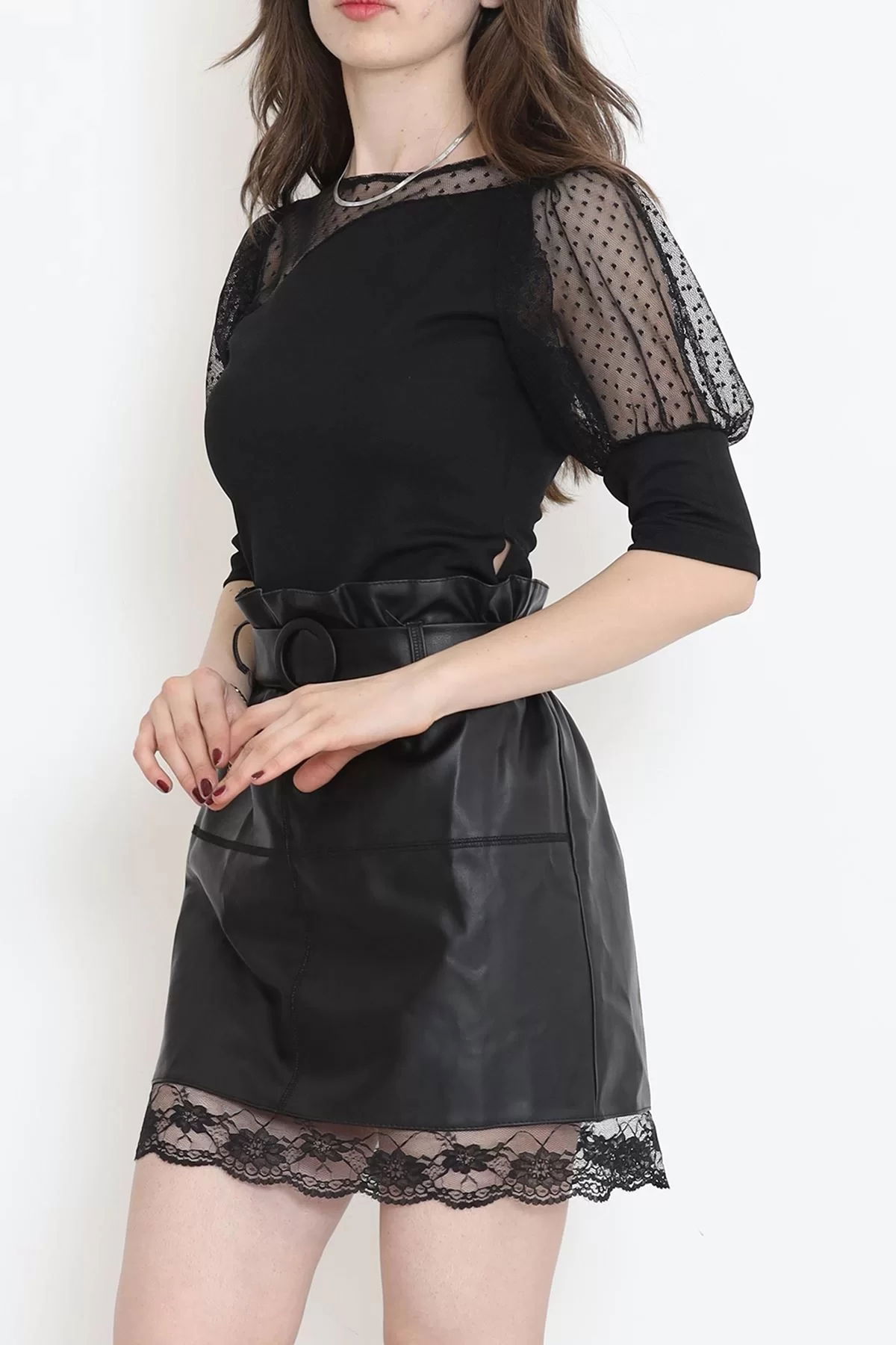 Shoulder Tulle Detail Blouse Black - 12218.631.