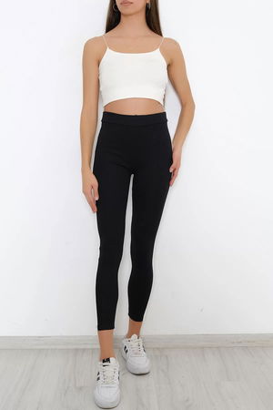 Single Stripe Ribbed Leggings Black and White - 10293.1567.