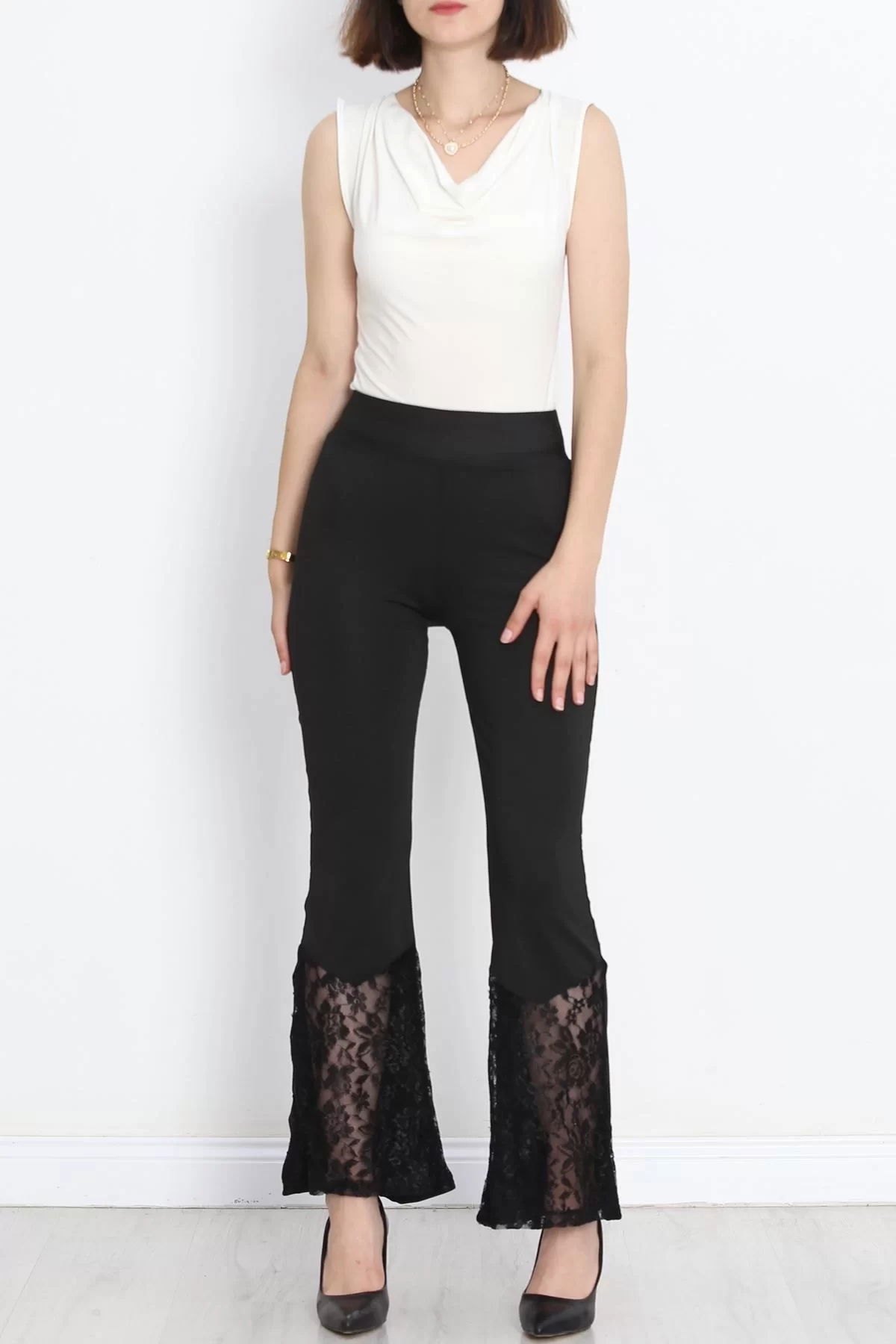 Tulle Detail Flared Leggings Black - 16812.1567.