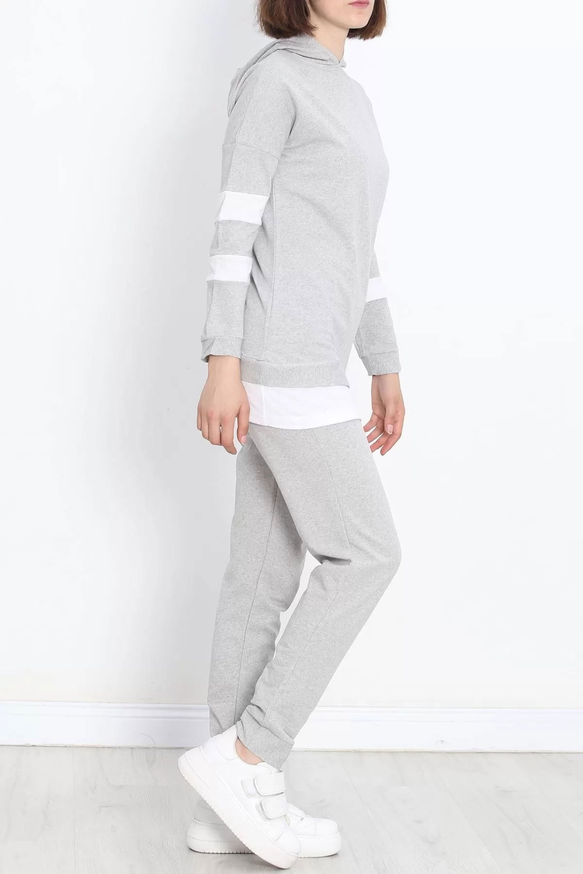 Stripe Detailed Tracksuit Set Gray - 20340.1778.