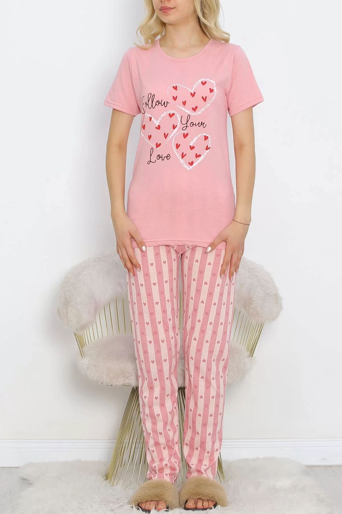 Patterned Pajama Set Pink - 18735.1567.