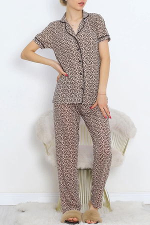 Polyviscose Interlock Short Sleeve Pajama Set Leopard - 927.1287.