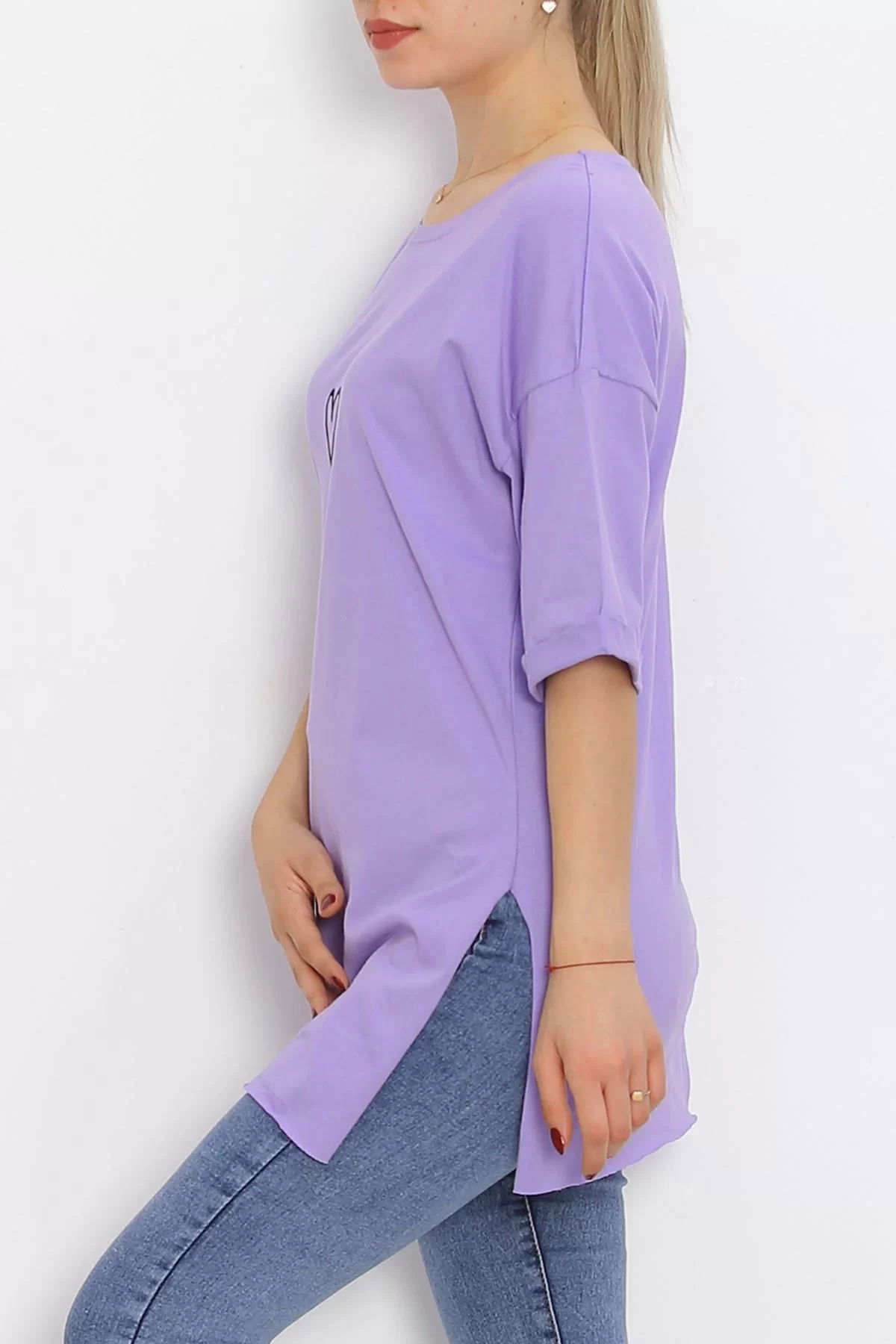 Double Sleeve Printed T-Shirt Lilac - 16556.1567.