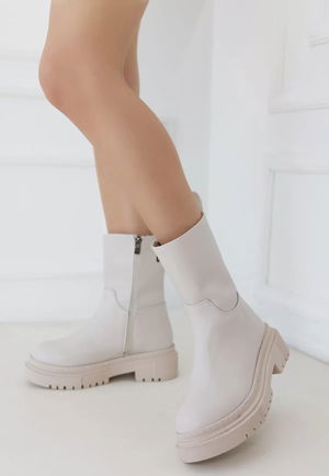 Liara Beige Skin Heeled Boots