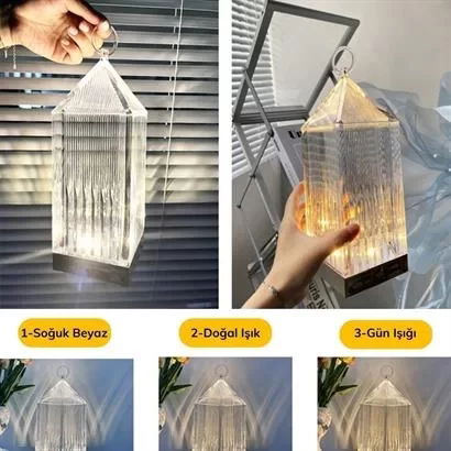 Tufeyo Lantern Model Usb Rechargeable Touch Led Table Top Crystal Acrylic Lamp with 3 Different Light Modes