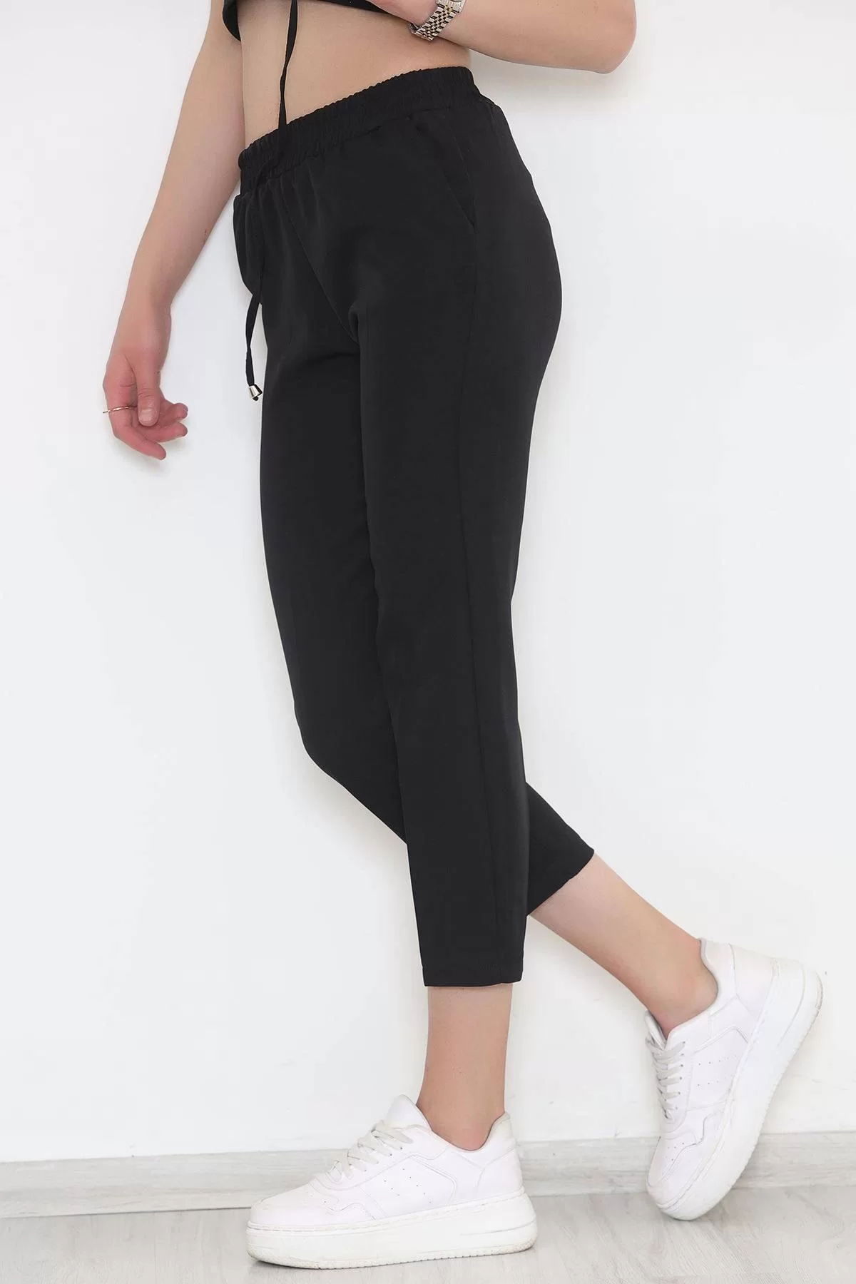 Elastic Waist Double Pants Black - 20918.683.