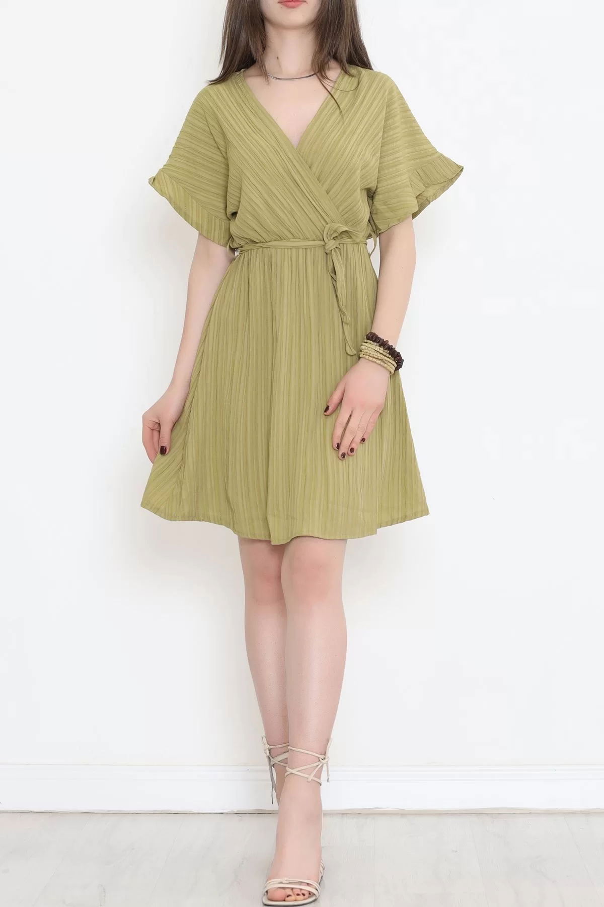 Double-breasted Collar Dress Green - 17368.701.