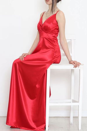 Satin Dress with Straps Red - 582151.1592.