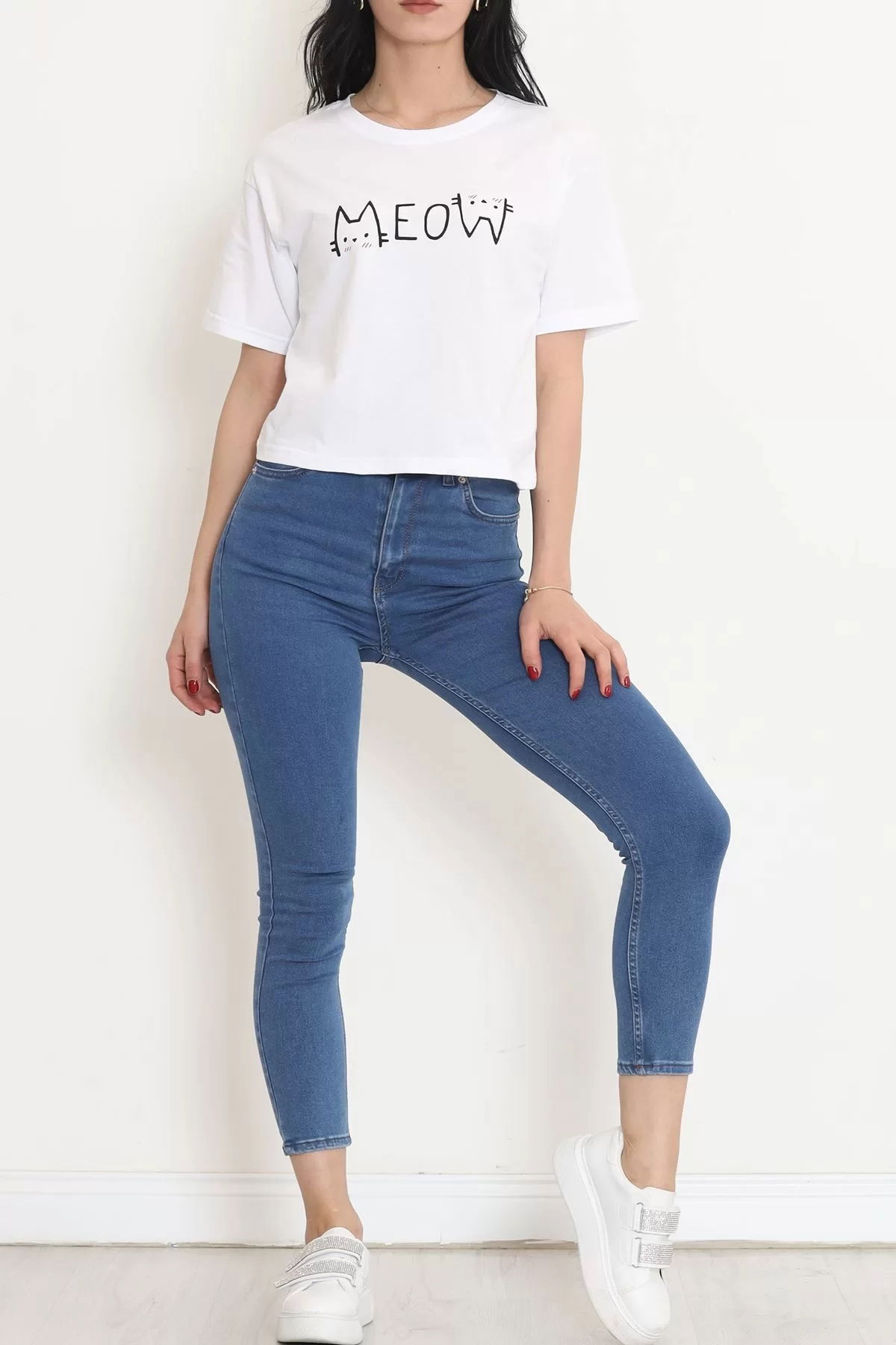 Printed Crop T-shirt White - 16475.1567.