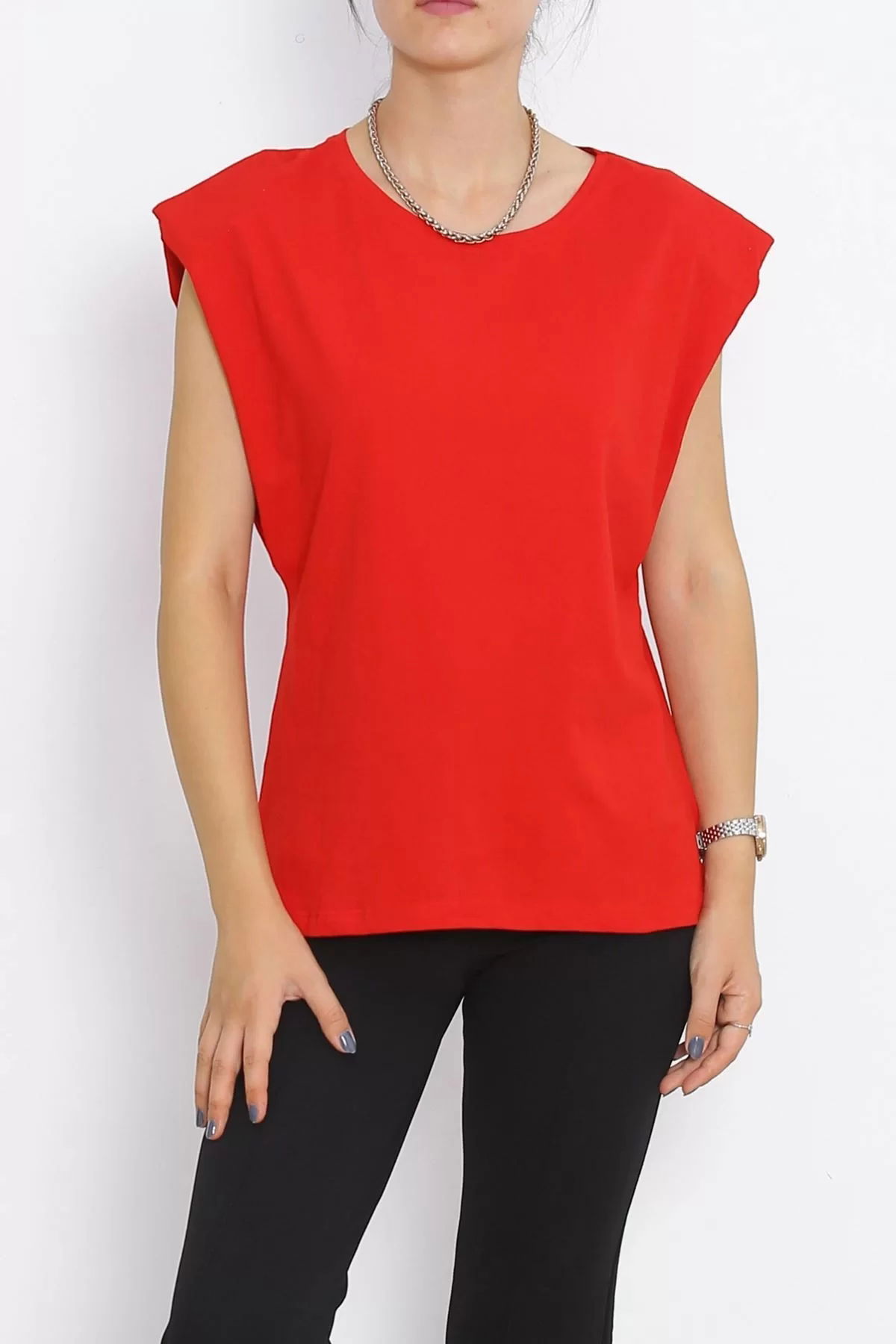 Sleeveless T-shirt with Wadding Red - 15874.1567.