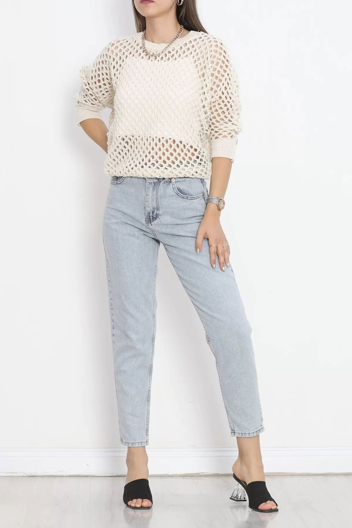 Perforated Sweater Cream - 18835.1247.