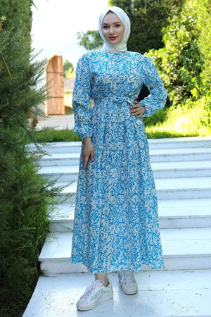 Patterned Dress in Blue - 10067.1778.