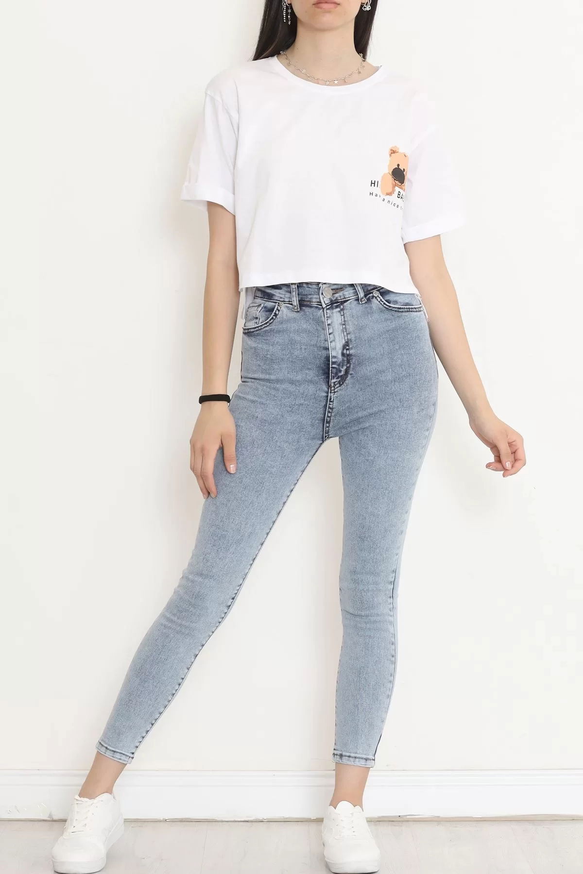 Printed Double Sleeve T-shirt White - 16490.1567.