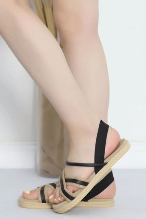 Straw Detail Sandals Black - 20038.1846.