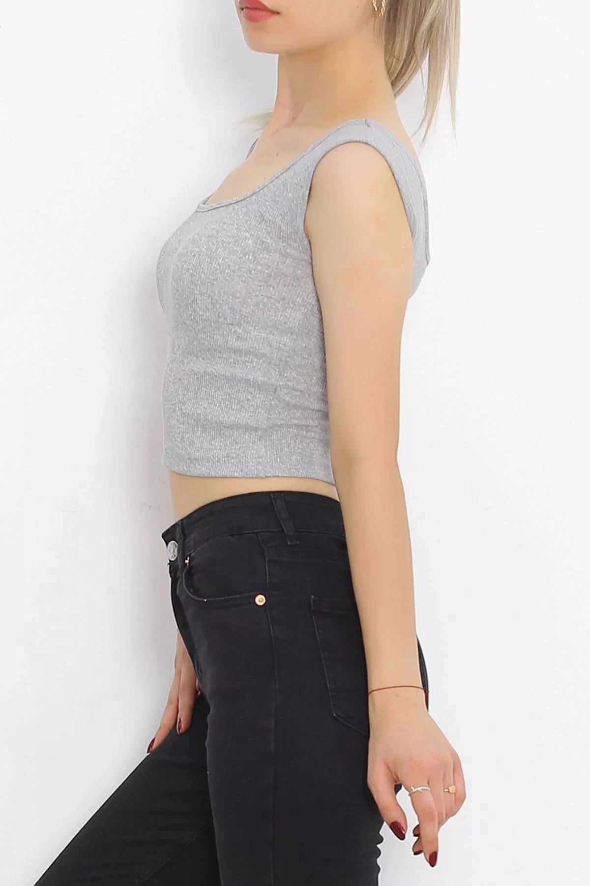 Thick Strap Crop Tank Gray - 18765.1723.