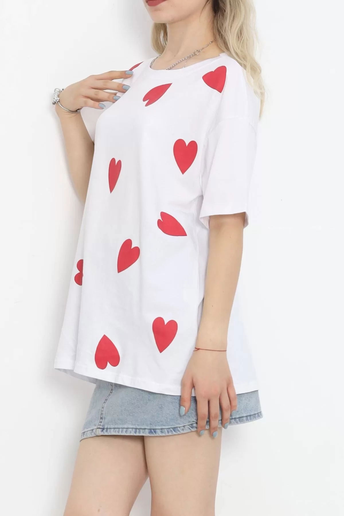 Heart Printed T-shirt White - 18861.1005.