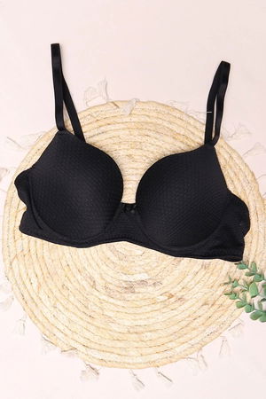 Small Honeycomb Bra Set Empty Cap Black - 2526-b.1783.