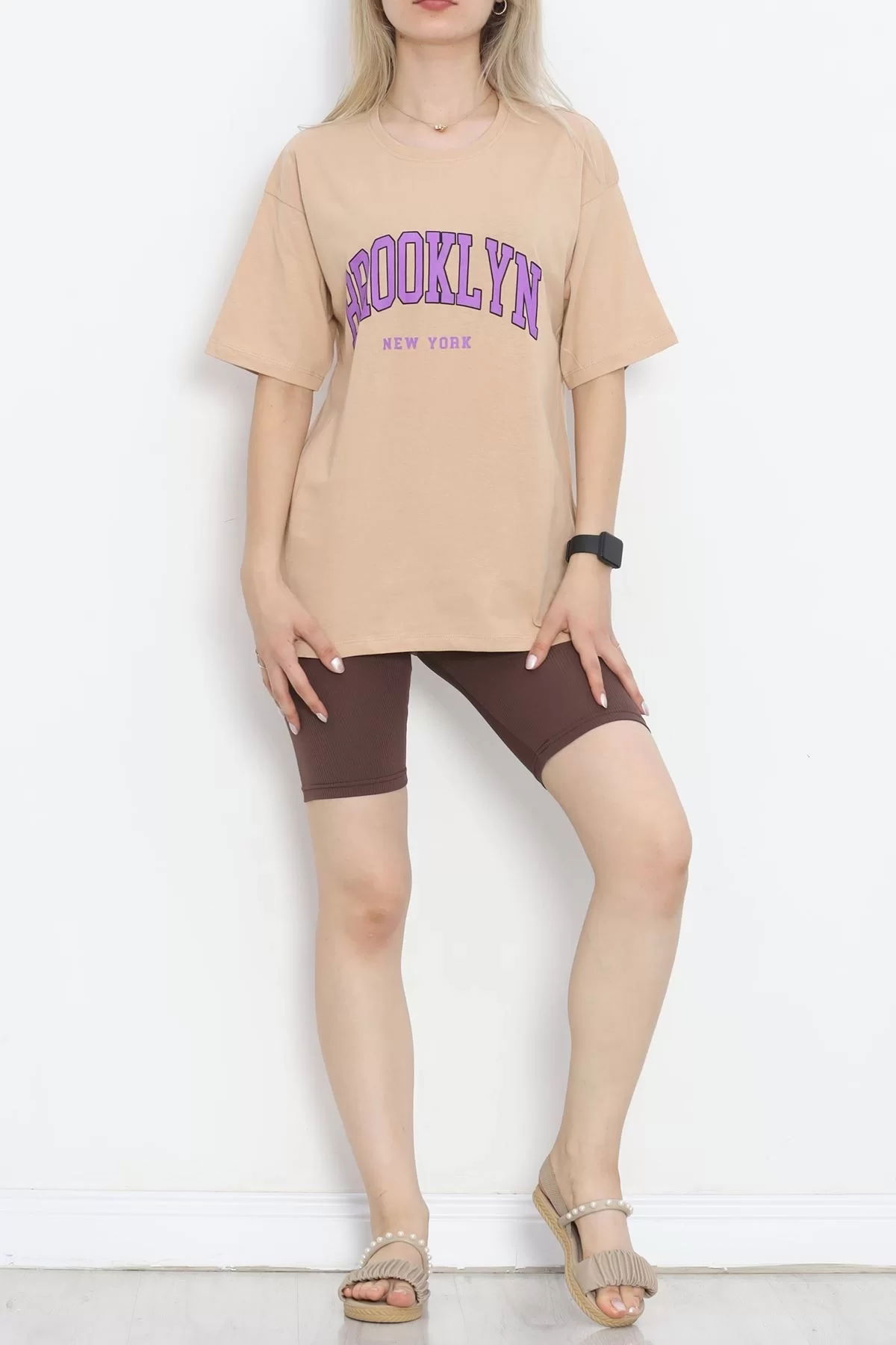 Printed Crew Neck T-shirt Mink - 16512.1567.