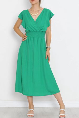 Elastic Waist Burgundy Dress Green - 281.1247.