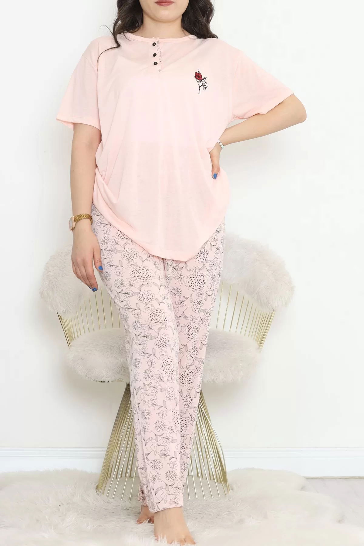 Battal Patented Polyviscose Pajama Set Lacisomon - 711.1287.