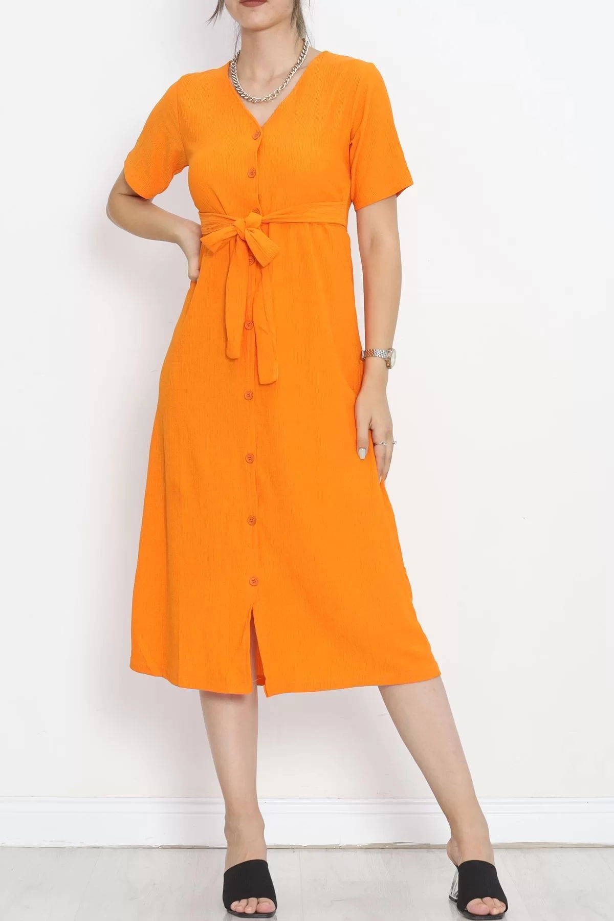 Button Front Dress Orange - 12181.1254.