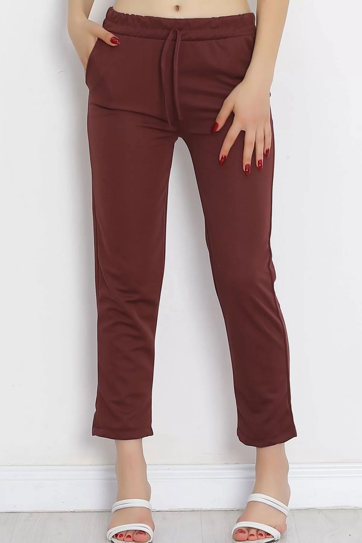 Crepe Lace-up Detailed Trousers Mud - 152429.1778.