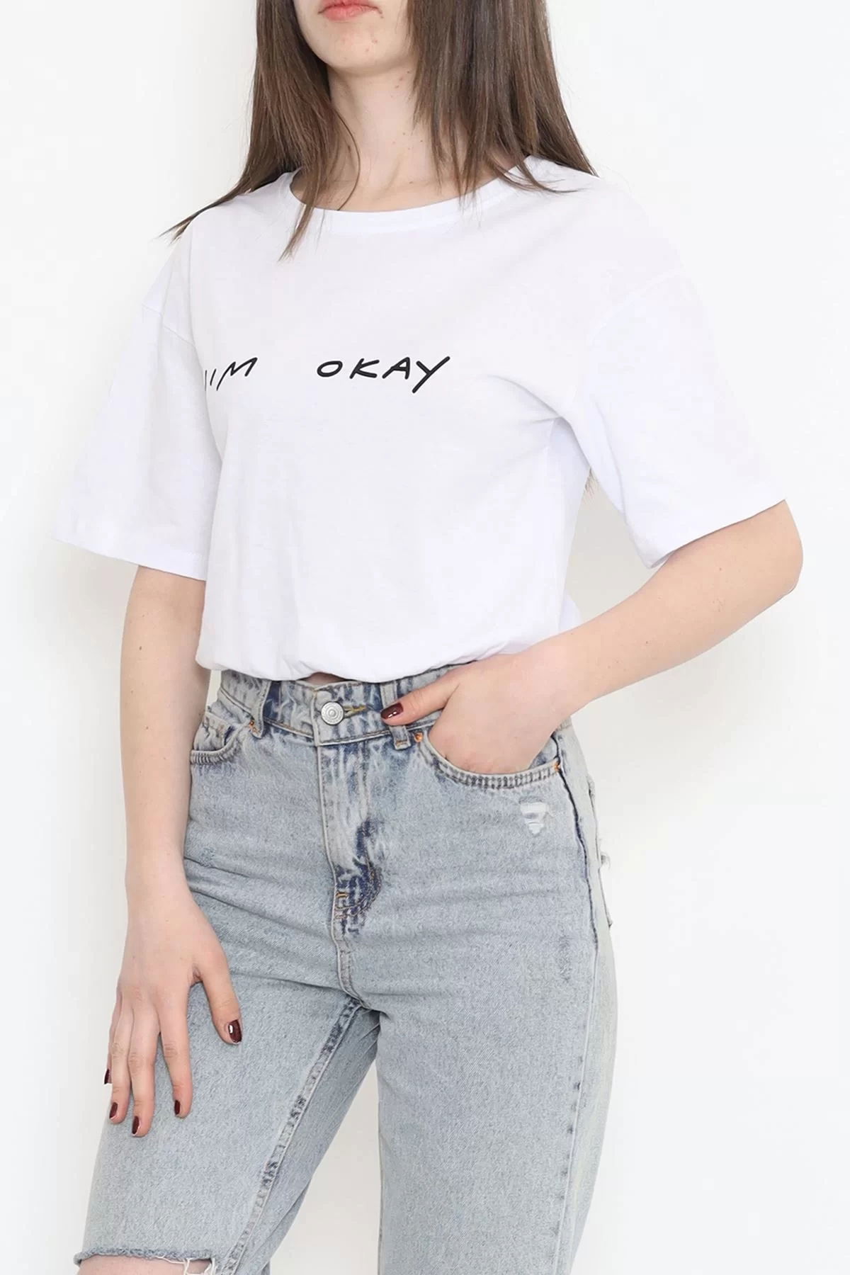 Crop T-shirt with Elastic Waist White - 16550.1567.