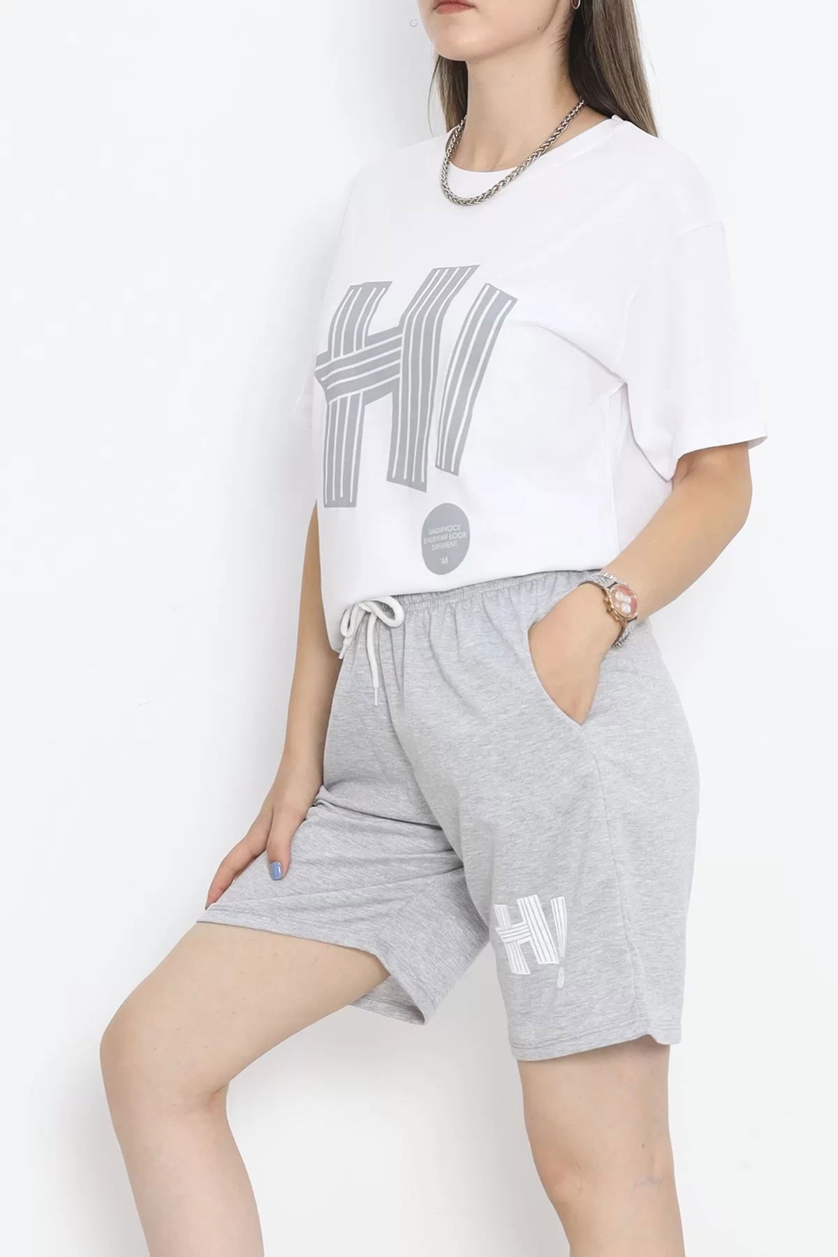 Printed Shorts Set Gray - 16680.1005.