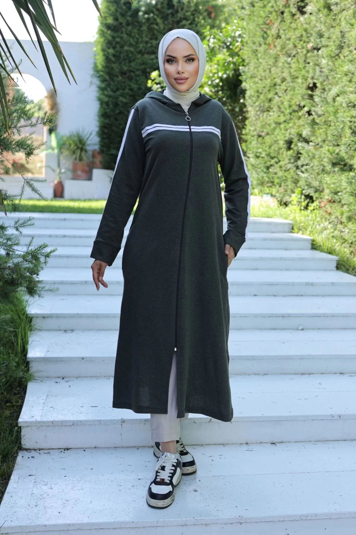 Striped Abaya Khaki - 20339.1778.