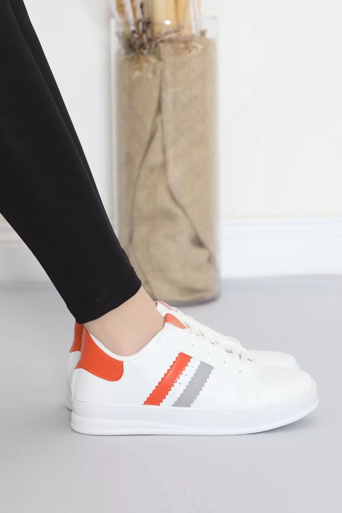 Striped Casual Shoes Whiteorange - 17114.264.