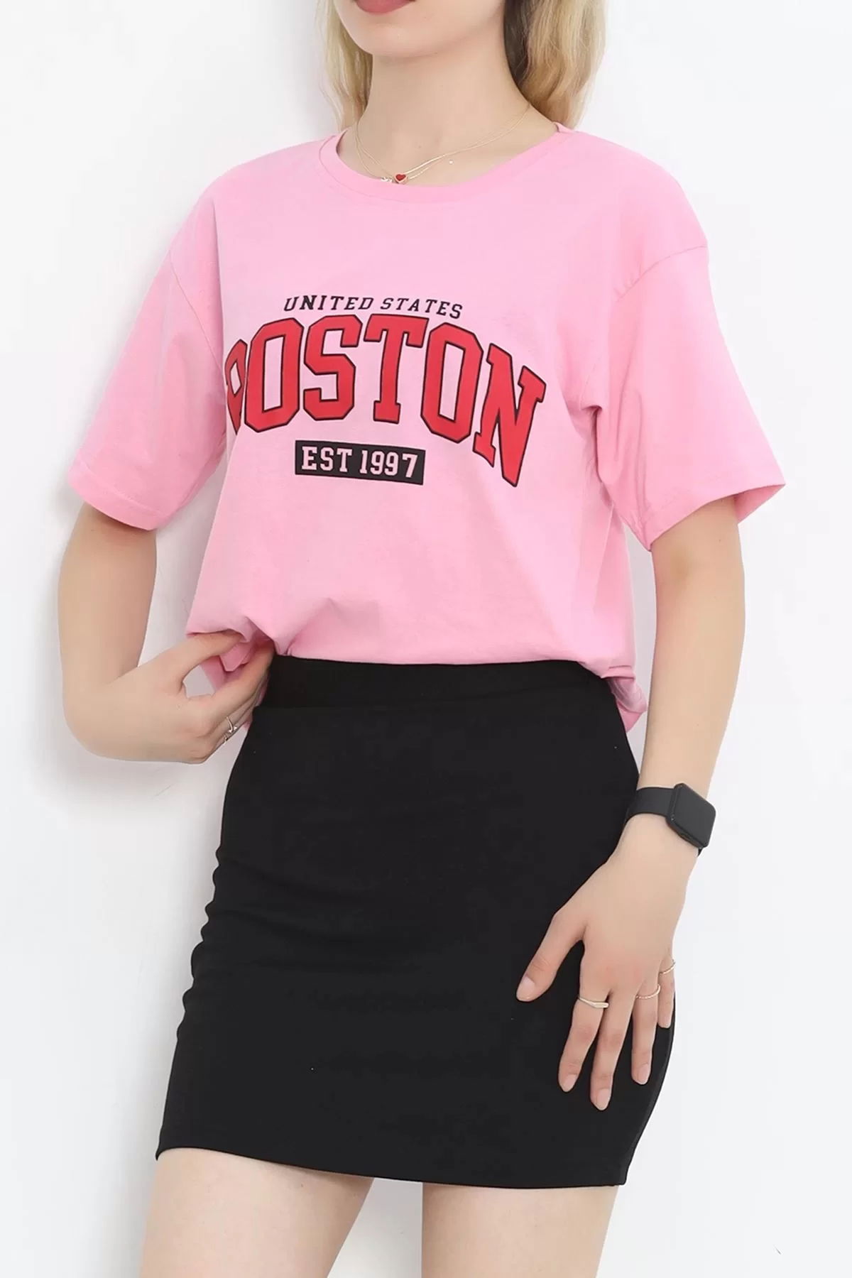 Printed Crop T-shirt Pink - 16473.1567.