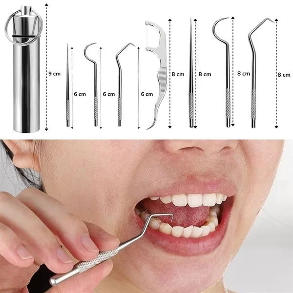 Tufeyo 7 Piece Stainless Steel Mouth Dental Tartar Remover Cleaning Care Set