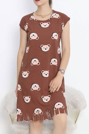 Printed Rotation Tasseled Dress Dark Brown - 263.1287.