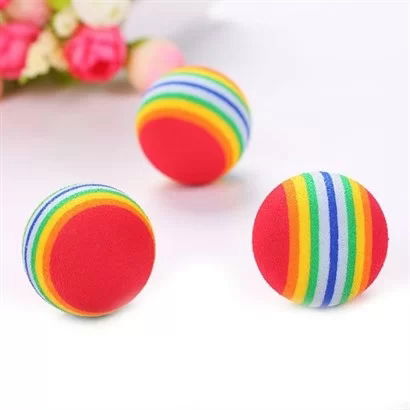 Buffer® 3-Piece Rainbow Sponge Cat Dog Chew Play Ball 4.2 Cm