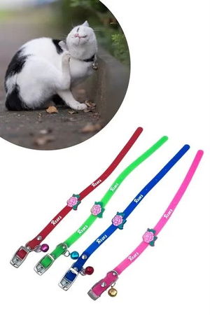 Tufeyo Cute Colorful Silicone Cat Dog Neck Collar with Rattle Bell