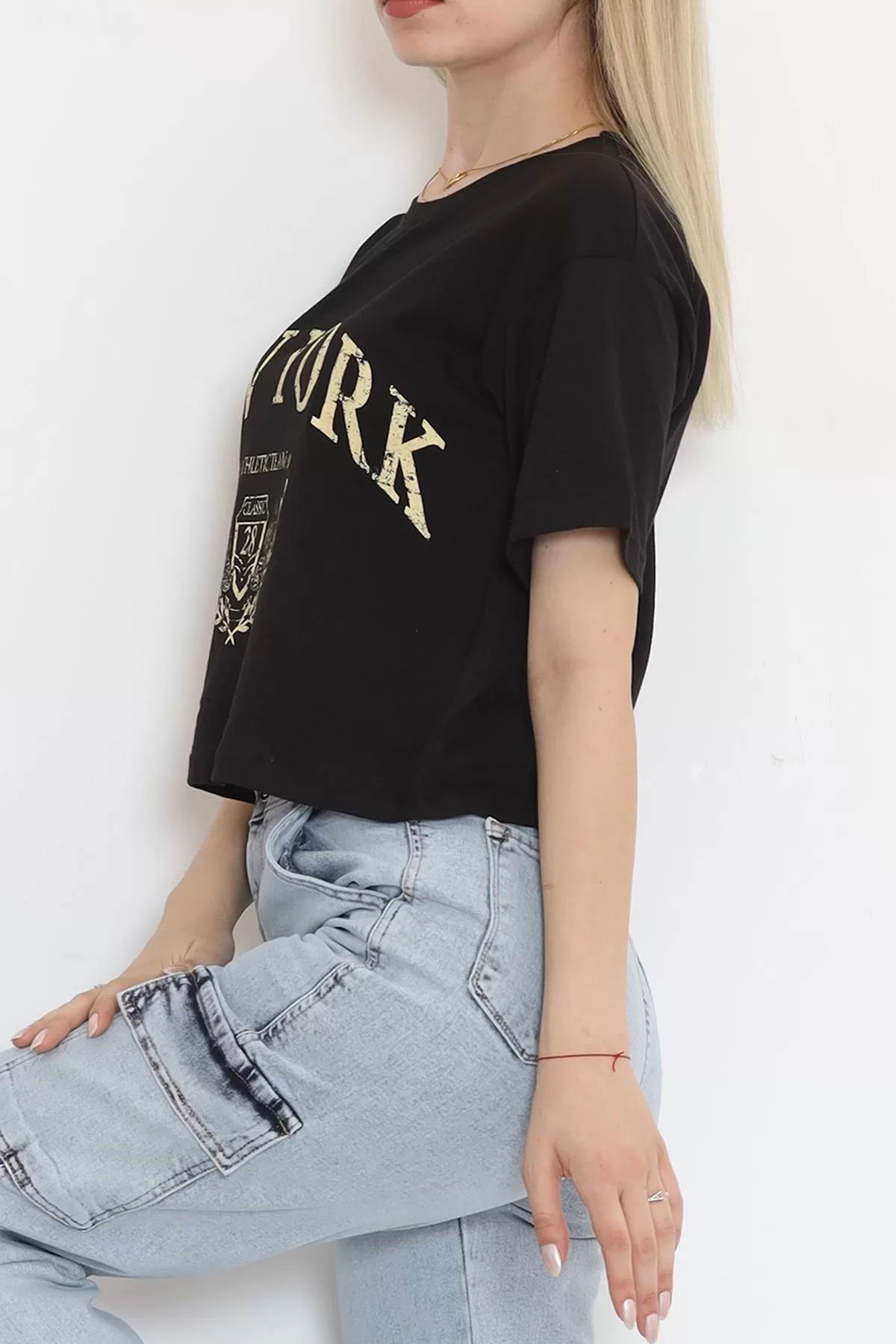 Printed Crop T-shirt Black - 16471.1567.