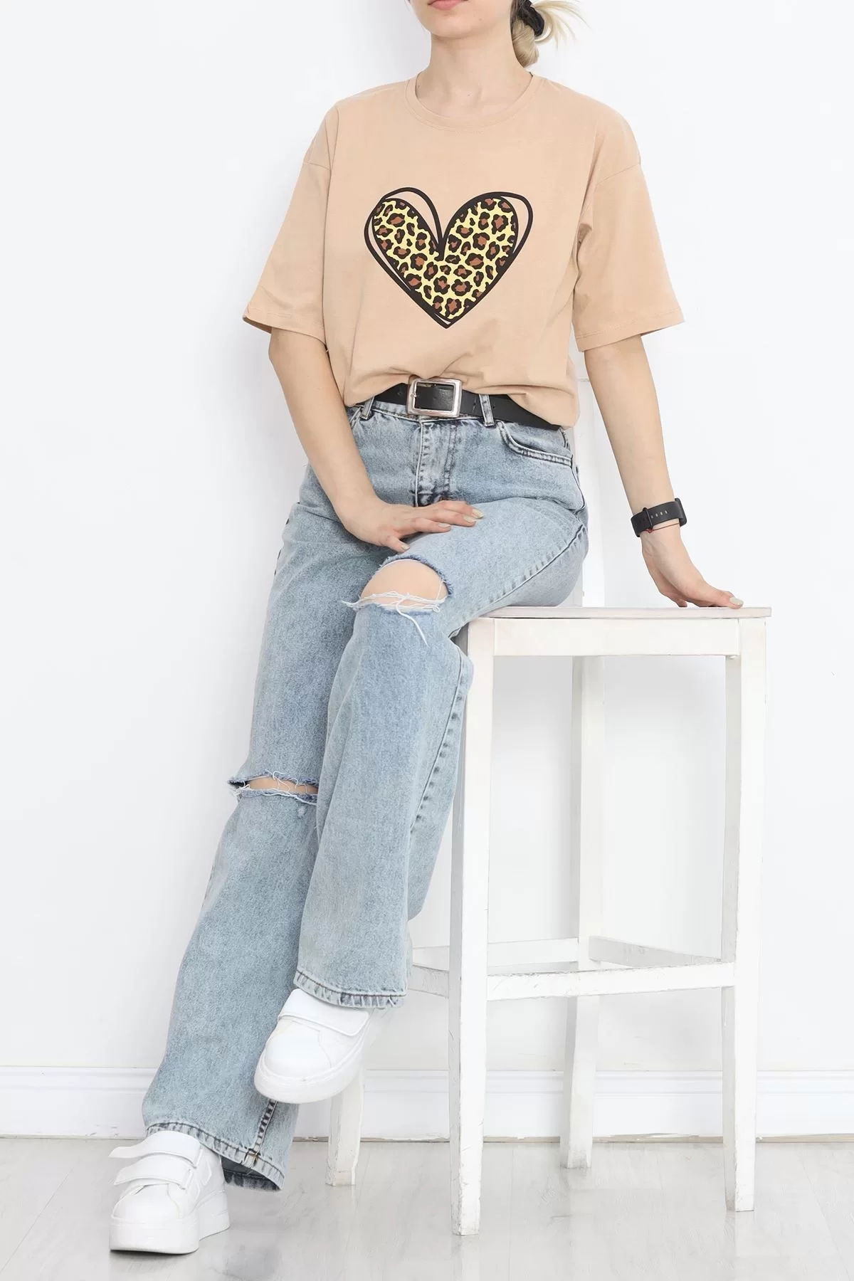 Printed Crew Neck T-shirt Mink - 16509.1567.