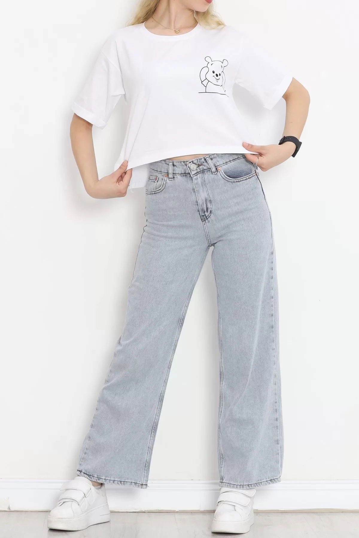 Printed Crop T-shirt White - 16491.1567.