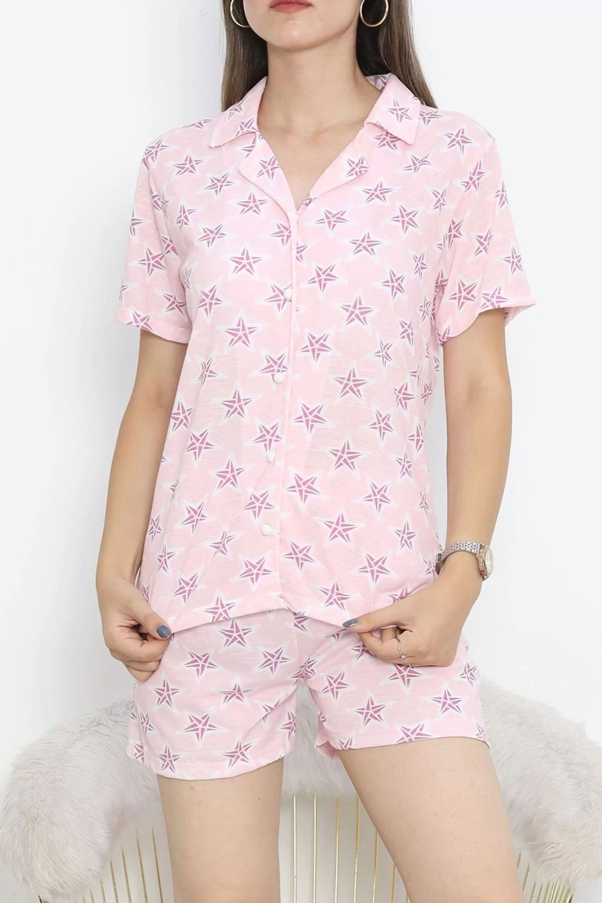 Front Button Shorts Set Pink - 275.1287.