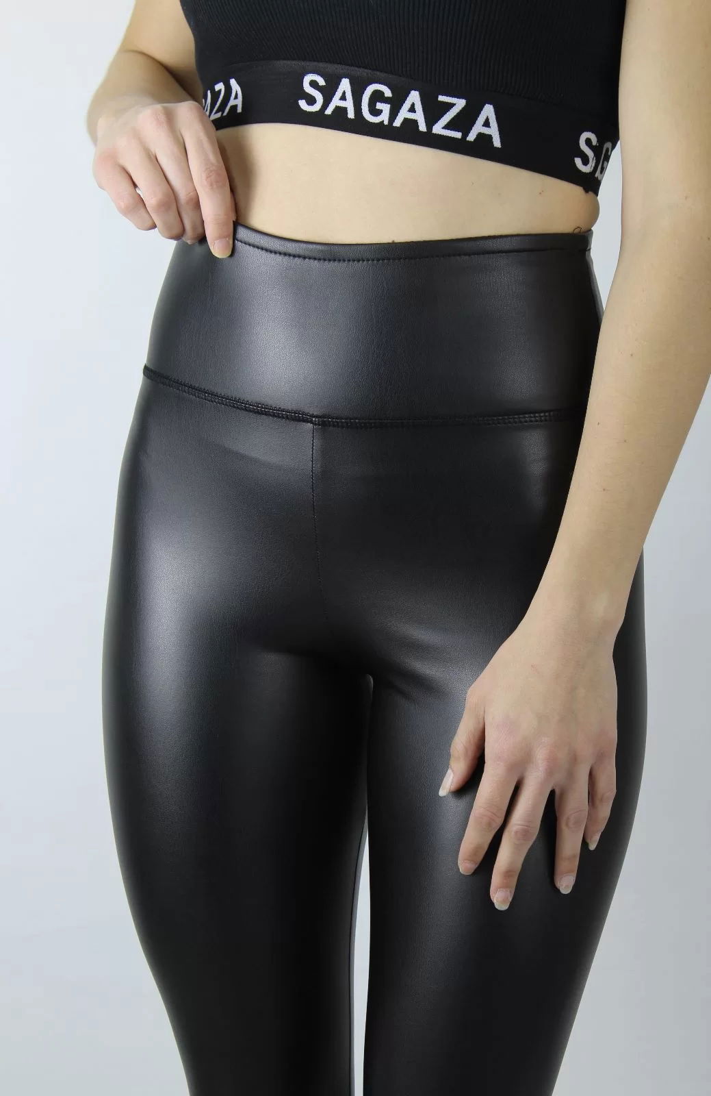 Stretchy Leather Leggings Black - 1511.110