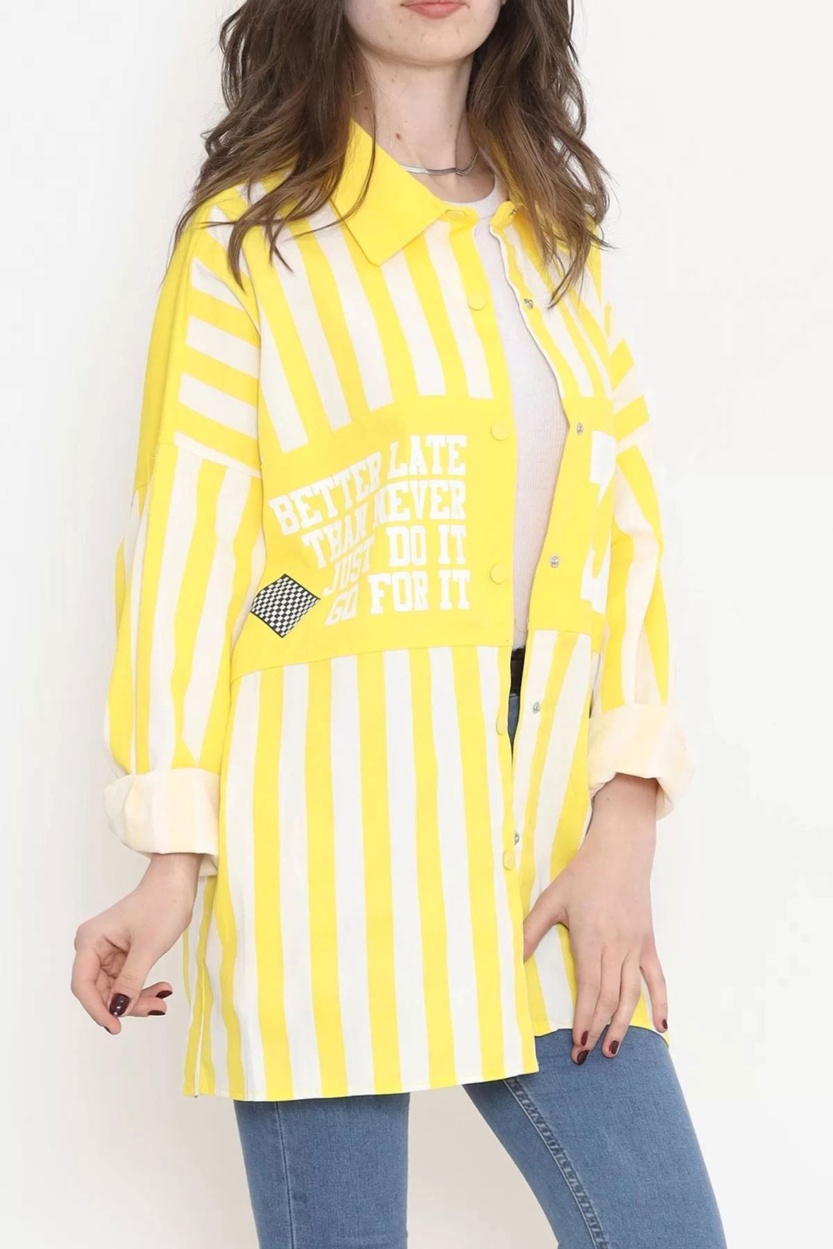 Printed Shirt Jacket Yellow - 1443.1367.