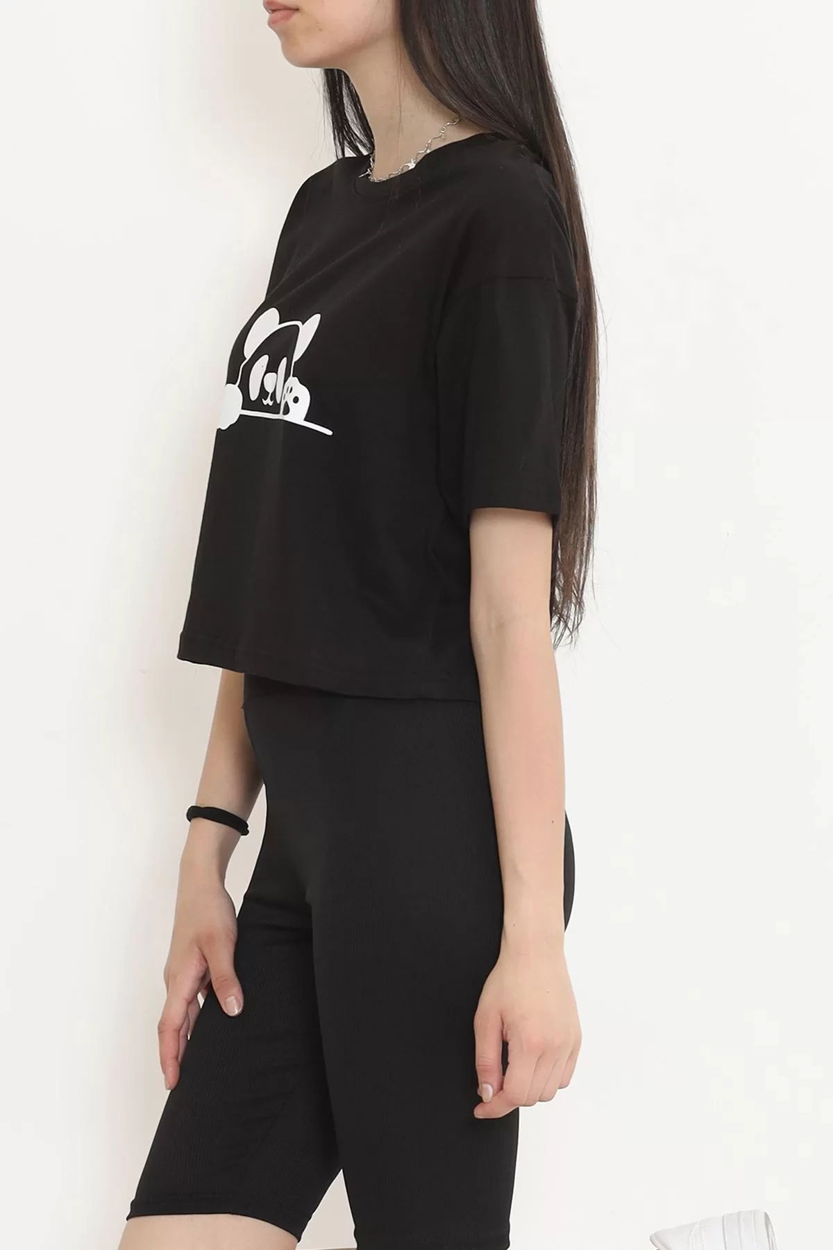 Printed Crop T-shirt Black - 16485.1567.