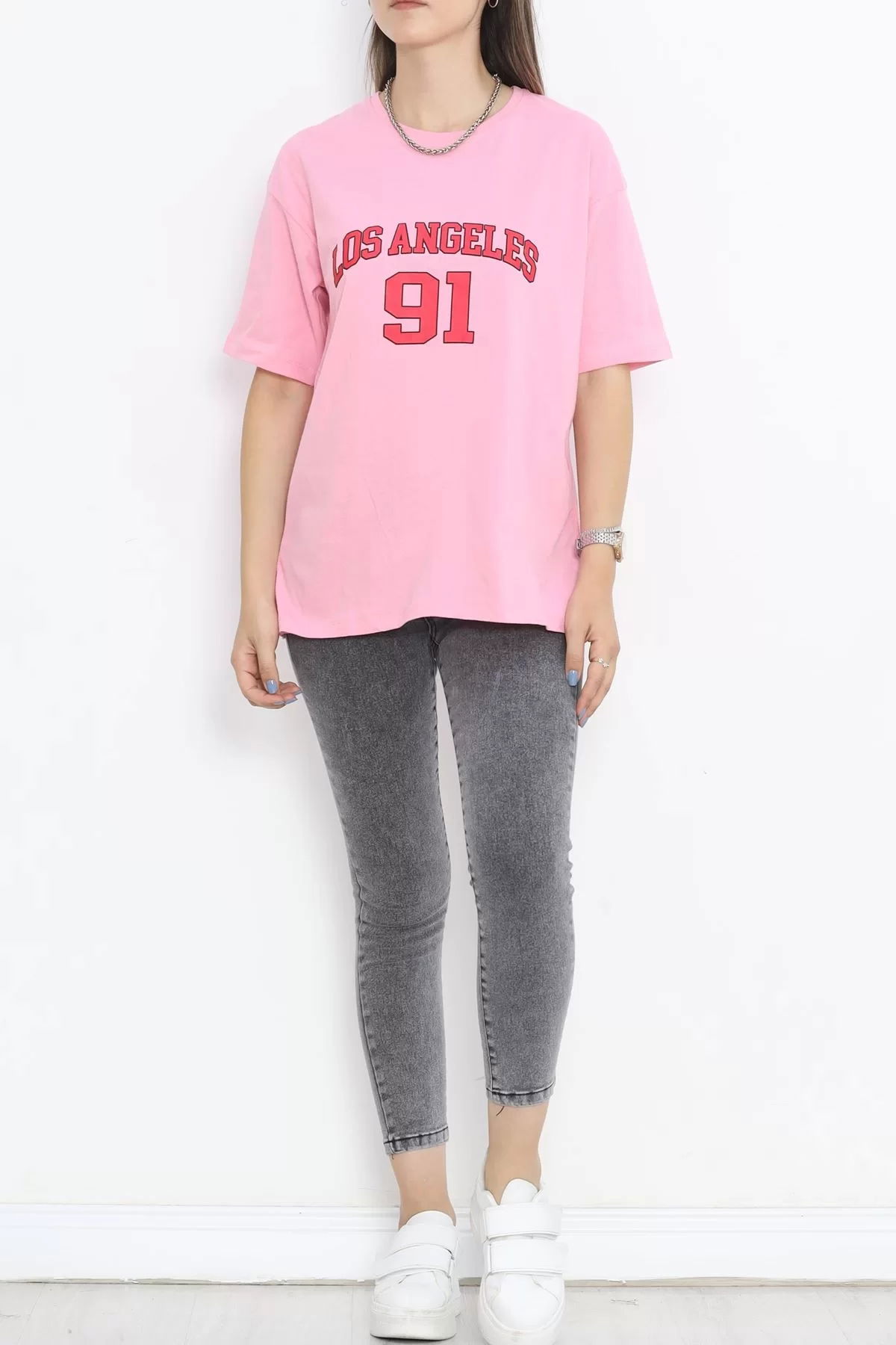 Printed Crew Neck T-shirt Pink - 16510.1567.