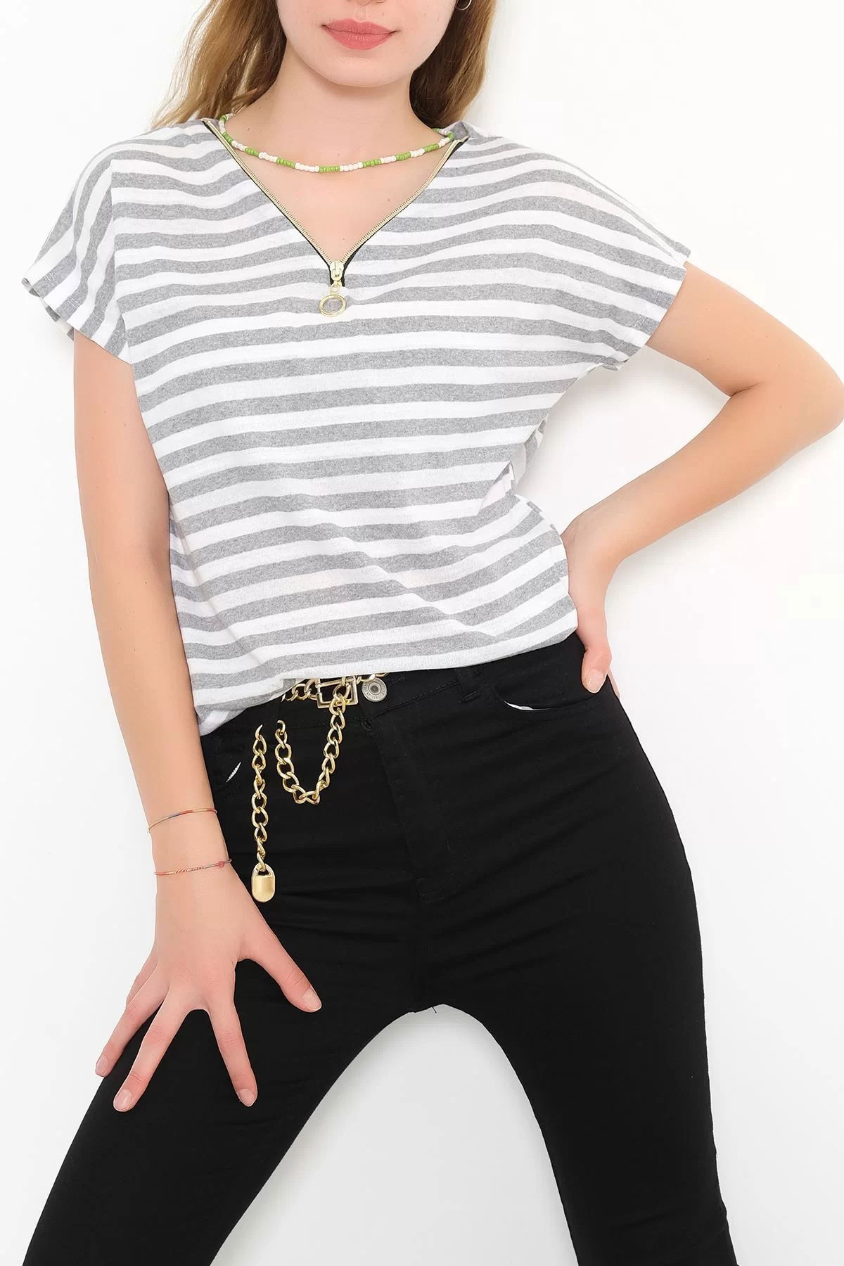 Striped T-shirt with zipper Gribeyaz - 9657.1567.